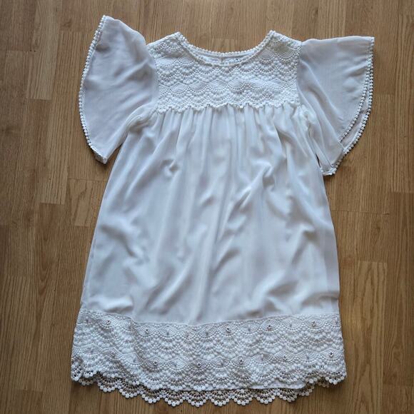 Mayoral Girls White Lace Embroidered Dress Size 14 Flutter Sleeve Sundress Boho - Picture 5 of 12
